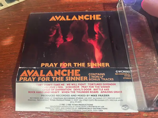 Avalanche - Pray For The Sinner 1985