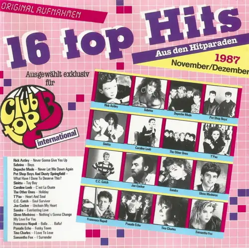 Club Top 13 International - 16 Top Hits Aus Den Hitparaden - November/Dezember 1987